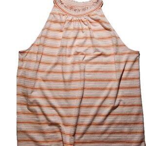 LOFT Shirt Womens XL Orange Pink Sleeveless High Neck‎ Tank Top Casual